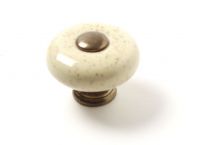 91062 - Knopka porcelán 32mm / staromosaz/pepř