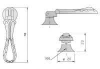 91098 - Úchyt visací 70x32mm staromosaz