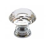 85002 - Knopka 30mm, křišťál/stříbro